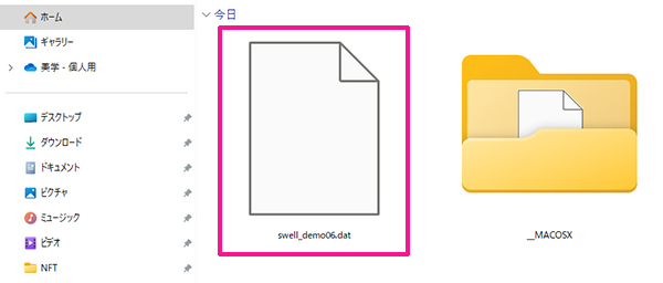 SWELLデモサイトのダウンロード方法 ステップ6：zipファイルが展開できました