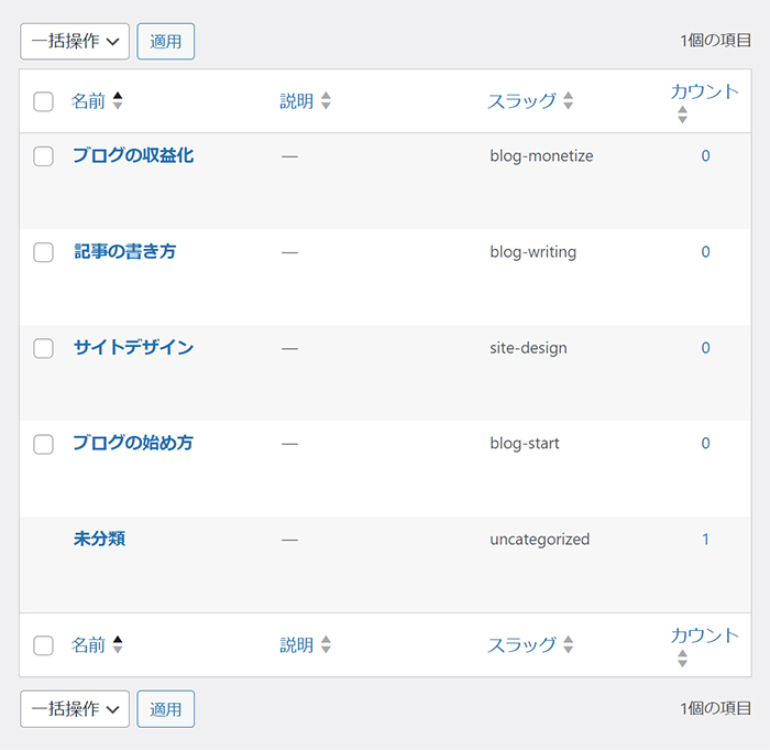 WordPressカテゴリー設定方法 ステップ10：同様の方法で必要なカテゴリーを追加する