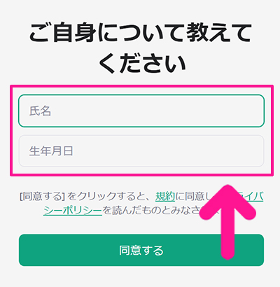 ChatGPTの始め方と使い方 ステップ10：氏名と生年月日を入力する