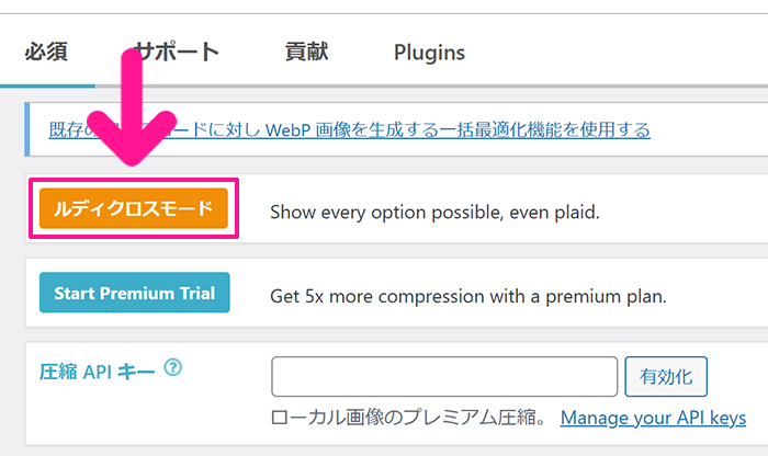 swellおすすめプラグイン EWWW Image Optimizerの使い方 ステップ18：『ルディクロスモード』ボタンをクリックする